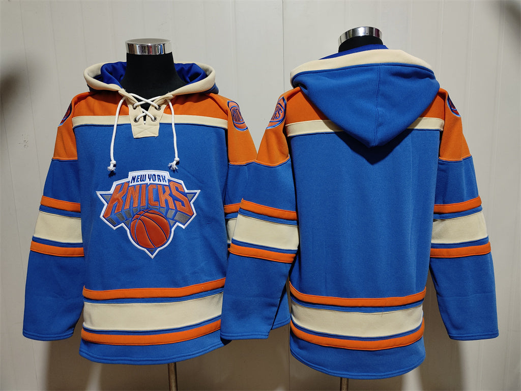 Men's Jalen Brunson New York Knicks Blank Blue Pullover Hoodie