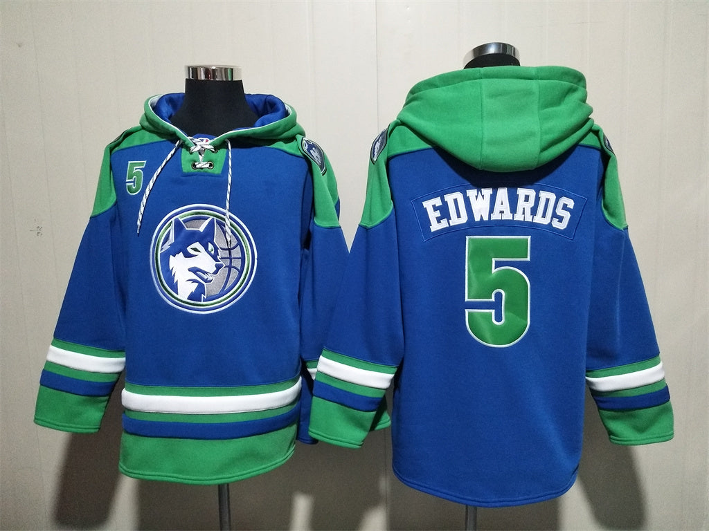 Men's Anthony Edwards Minnesota Timberwolves Blank Blue Ageless Must-Have Lace-Up Pullover Hoodie