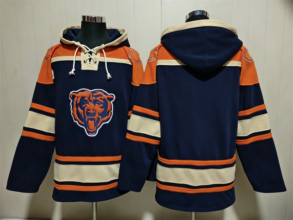 Men's Caleb Williams Chicago Bears Navy Ageless Must-Have Lace-Up Pullover Hoodie