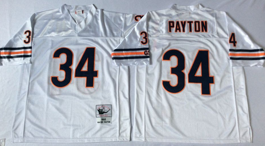Men's Walter Payton #34 Chicago Bears White Navy Vintage Stitched Football Jersey