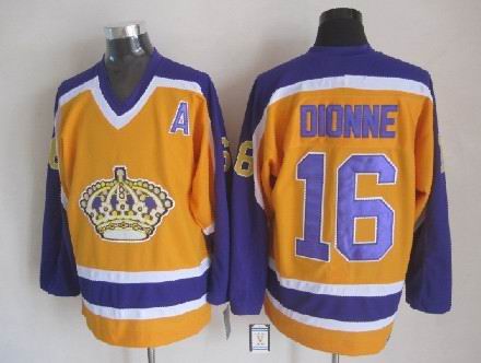 Men'sMarcel Dionne #16 Los Angeles Kings Black White Gold Purple Vintage Stitched Hockey Jersey