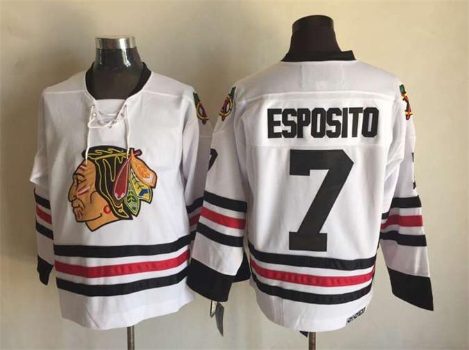 Men's Retro Blackhawks White Vintage Stitched Hockey Jersey