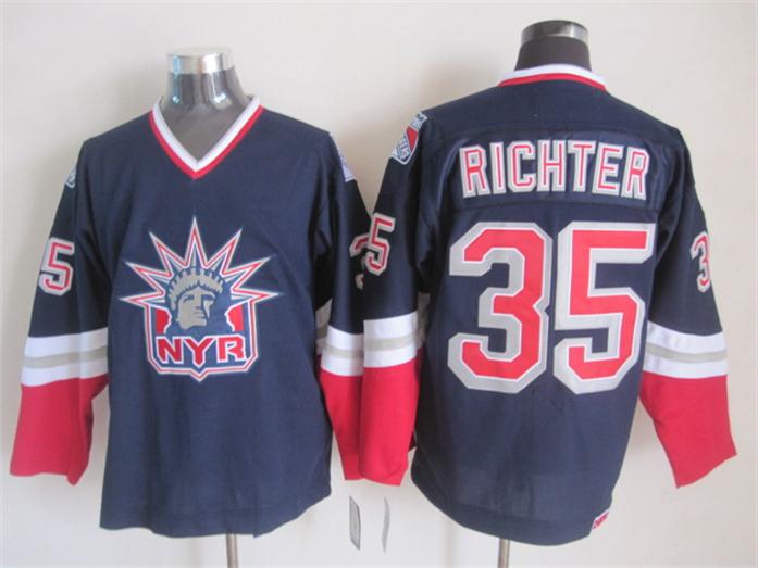 Men's Mike Richter #35 New York Rangers Navy Blue White Vintage Stitched Hockey Jersey