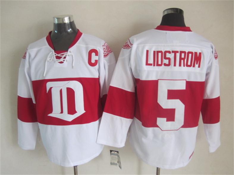 Men's Retro Detroit Red Wings White 2009 Winter Classic CCM Vintage Stitched Hockey Jersey