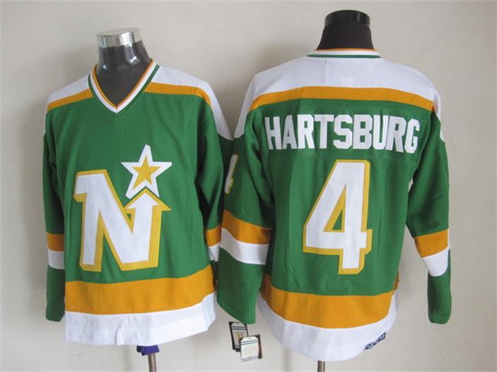 Men's Minnesota North Stars Craig Hartsburg Green White Vintage Stitched Hockey Jersey