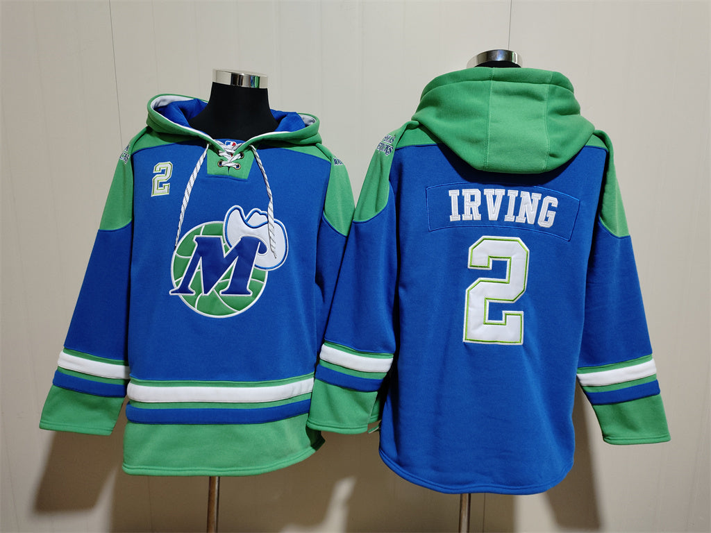 Men's Kyrie Irving Dallas Mavericks Blank Blue Pullover Hoodie