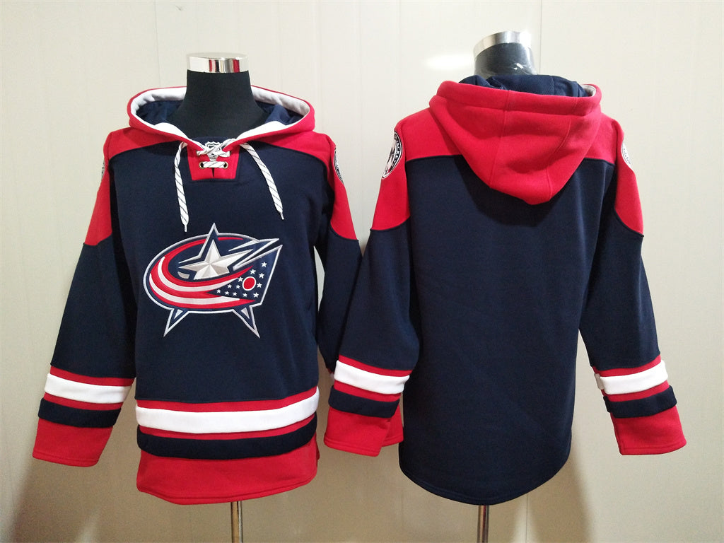 Men's Patrik Laine Columbus Blue Jackets Navy Jersey Ageless Must-Have Lace-Up Pullover Hoodie
