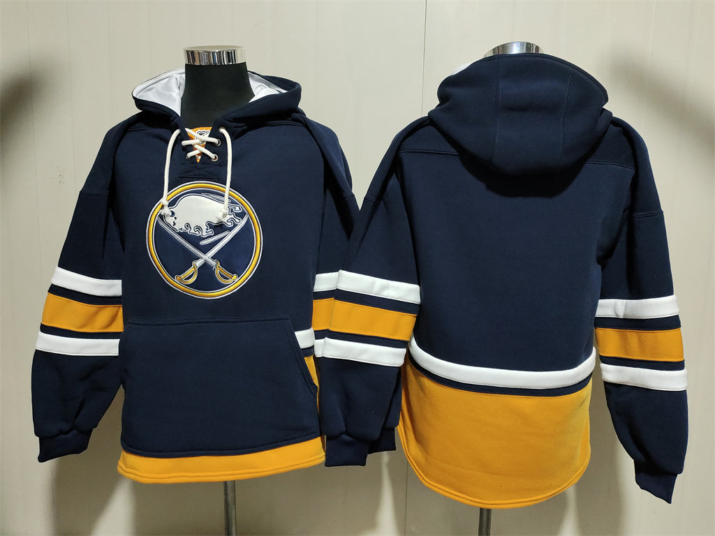 Men's Buffalo Sabres Navy Jersey Ageless Must-Have Pocket Lace-Up Pullover Hoodie