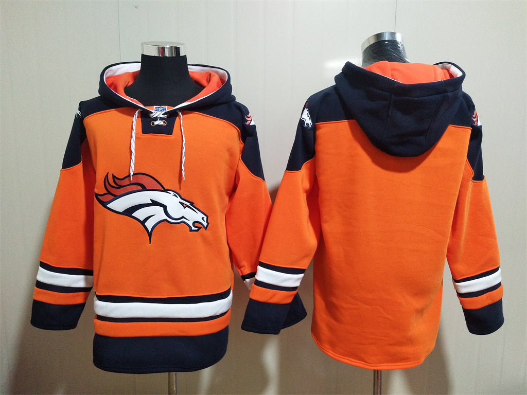 Men's John Elway Patrick Surtain II Bo Nix Denver Broncos Orange Ageless Must-Have Lace-Up Pullover Hoodie