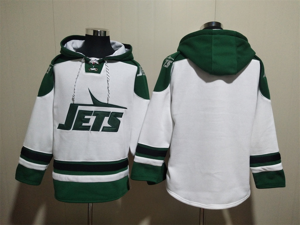 Men's Breece Hall New York Jets Legacy White Ageless Must-Have Lace-Up Pullover Hoodie