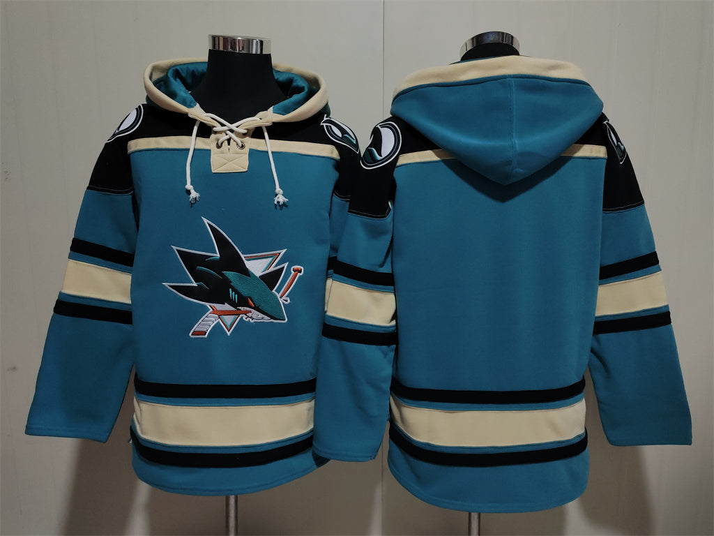 Men's San Jose Sharks Teal Jersey Ageless Must-Have Lace-Up Pullover Hoodie