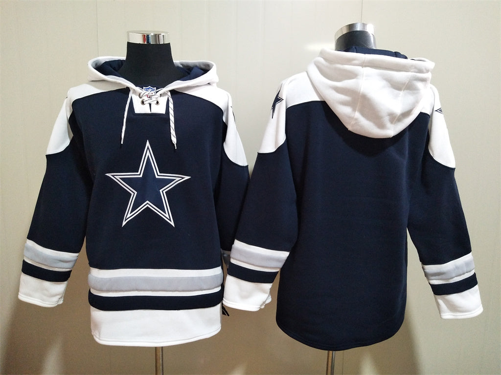 Men's CeeDee Lamb Dak Prescott Dallas Cowboys Navy Ageless Must-Have Lace-Up Pullover Hoodie