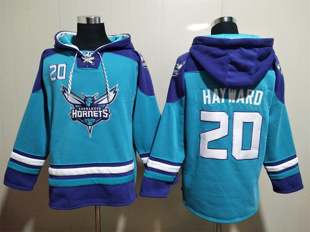Men's Larry Johnson Charlotte Hornets Teal Ageless Must-Have Lace-Up Pullover Hoodie