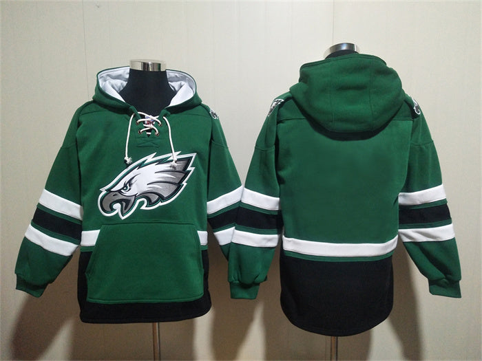 Men's Saquon Barkley Jalen Hurts Philadelphia Eagles Midnight Green Ageless Must-Have Pocket Lace-Up Pullover Hoodie