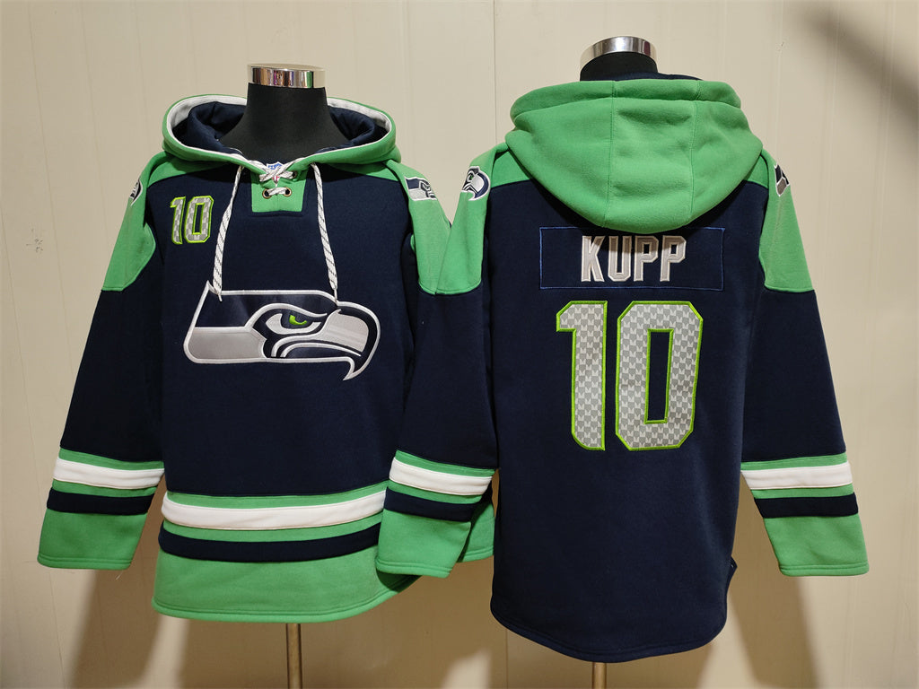Men's Cooper Kupp Devon Witherspoon Seattle Seahawks College Navy Jersey Ageless Must-Have Lace-Up Pullover Hoodie