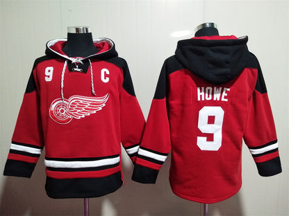 Men's Alex DeBrincat Detroit Red Wings Red Jersey Ageless Must-Have Lace-Up Pullover Hoodie