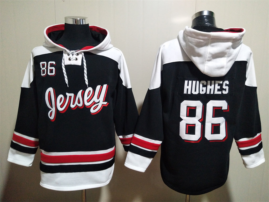 Men's Nico Hischier New Jersey Devils Alternate Black Jersey Ageless Must-Have Lace-Up Pullover Hoodie