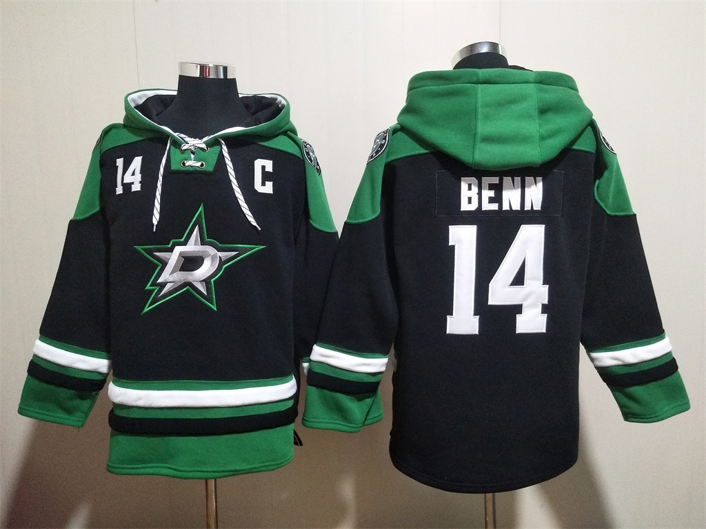Men's Tyler Seguin Dallas Stars Black Jersey Ageless Must-Have Lace-Up Pullover Hoodie