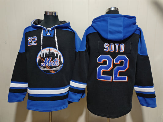 Men's Juan Soto Mets Black Jersey Ageless Must-Have Lace-Up Pullover Hoodie