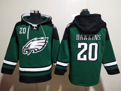 Men's Saquon Barkley Jalen Hurts Philadelphia Eagles Midnight Green Ageless Must-Have Lace-Up Pullover Hoodie