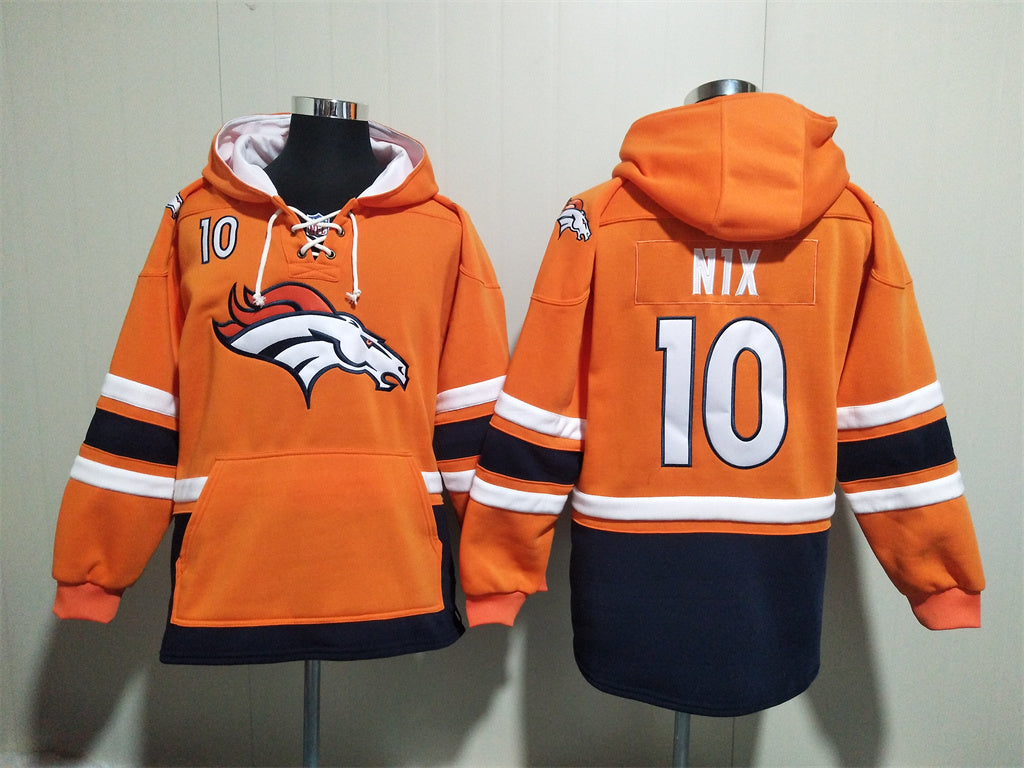 Men's Patrick Surtain II Bo Nix Denver Broncos Orange Ageless Must-Have Lace-Up Pullover Hoodie