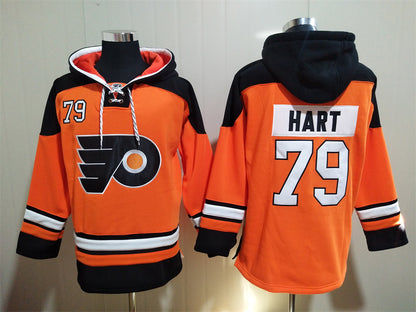 Men's Matvei Michkov Philadelphia Flyers Orange Jersey Ageless Must-Have Lace-Up Pullover Hoodie