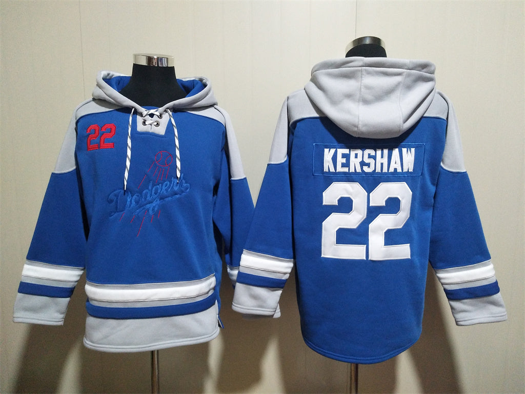 Men's Dodgers Royal Jersey Ageless Must-Have Lace-Up Pullover Hoodie