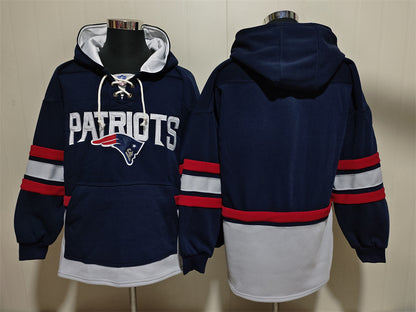 Men's Tom Brady New England Patriots Navy Ageless Must-Have Lace-Up Pullover Hoodie