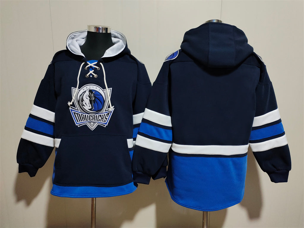 Men's Kyrie Irving Dirk Nowitzki Dallas Mavericks Blank Navy Pullover Hoodie