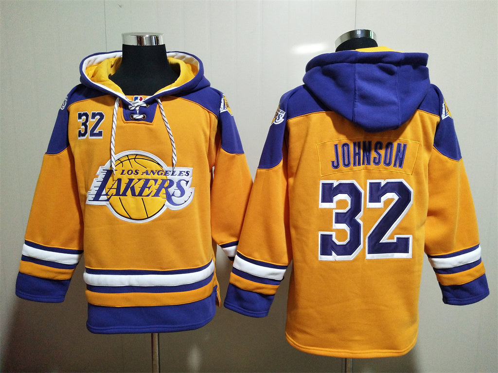 Men's Magic Johnson Los Angeles Lakers Blank Gold Pullover Hoodie