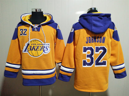 Men's Magic Johnson Los Angeles Lakers Blank Gold Pullover Hoodie