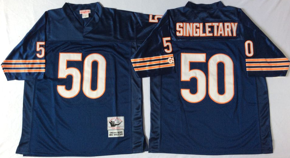 Men's Mike Singletary #50 Chicago Bears White Navy Vintage Stitched Football Jersey