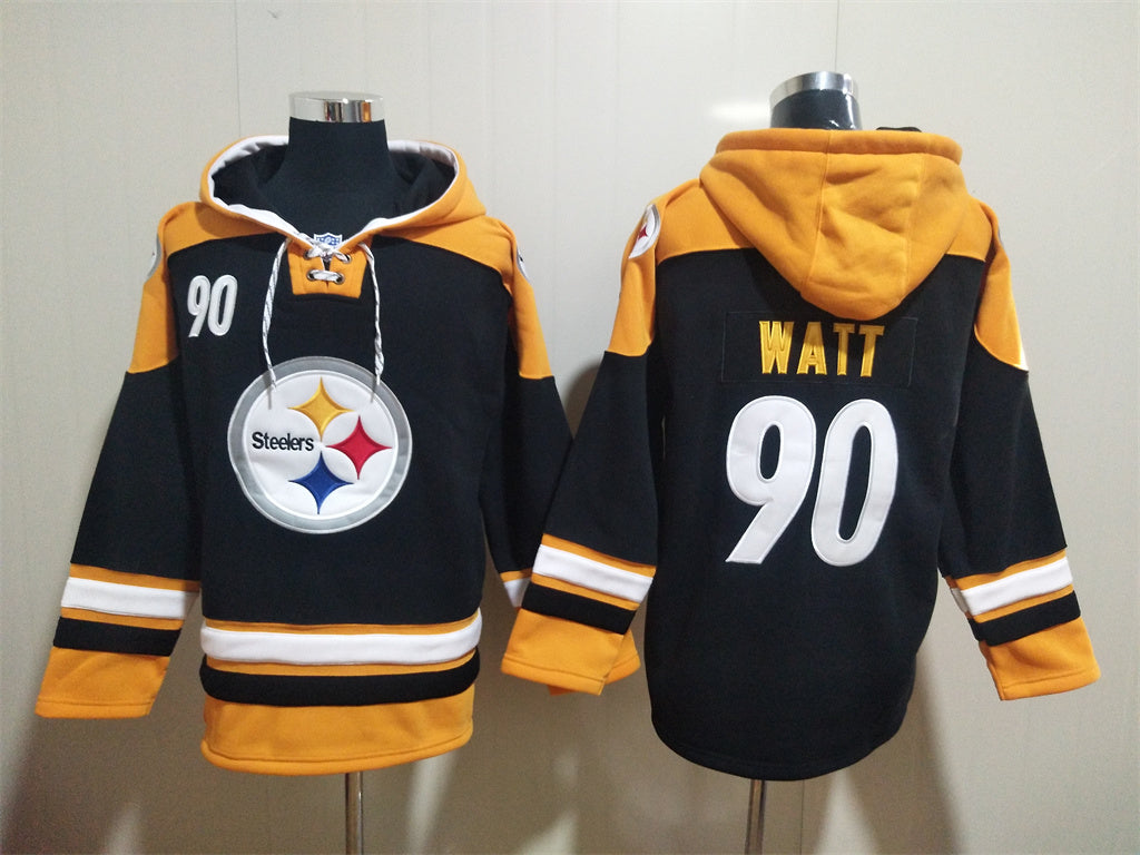 Men's Aaron Rodgers T.J. Watt Pittsburgh Steelers Black Ageless Must-Have Lace-Up Pullover Hoodie