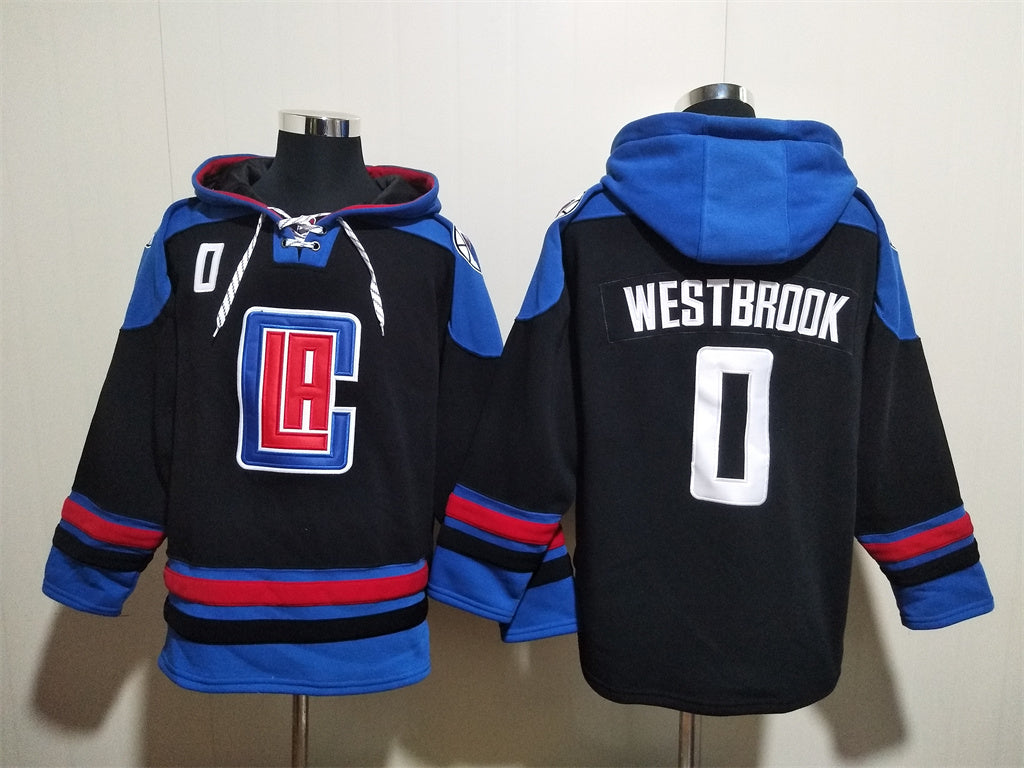 Men's Kawhi Leonard LA Clippers Black Ageless Must-Have Lace-Up Pullover Hoodie