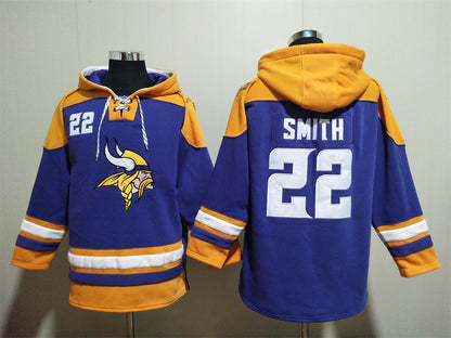Men's Justin Jefferson Minnesota Vikings Purple Jersey Ageless Must-Have Lace-Up Pullover Hoodie