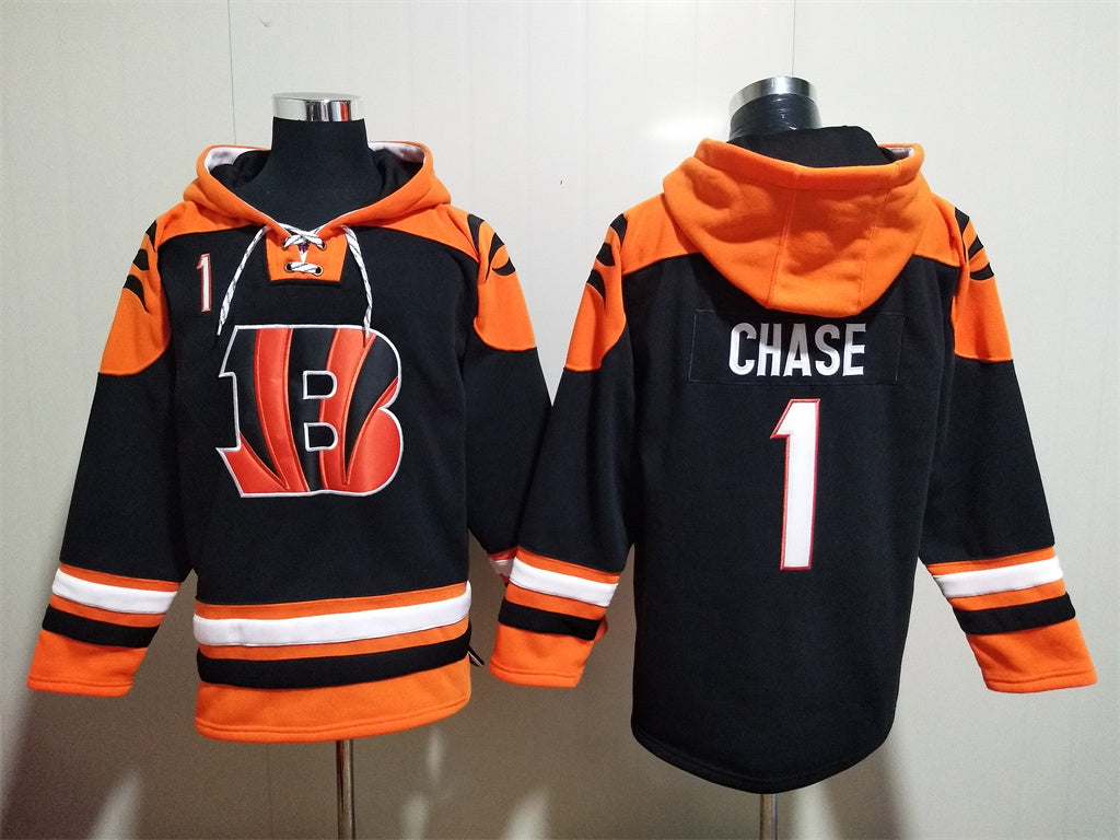 Men's Joe Burrow Cincinnati Bengals Jersey Ageless Must-Have Lace-Up Pullover Hoodie