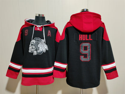 Men's Connor Bedard Chicago Blackhawks Skull Black Jersey Ageless Must-Have Lace-Up Pullover Hoodie