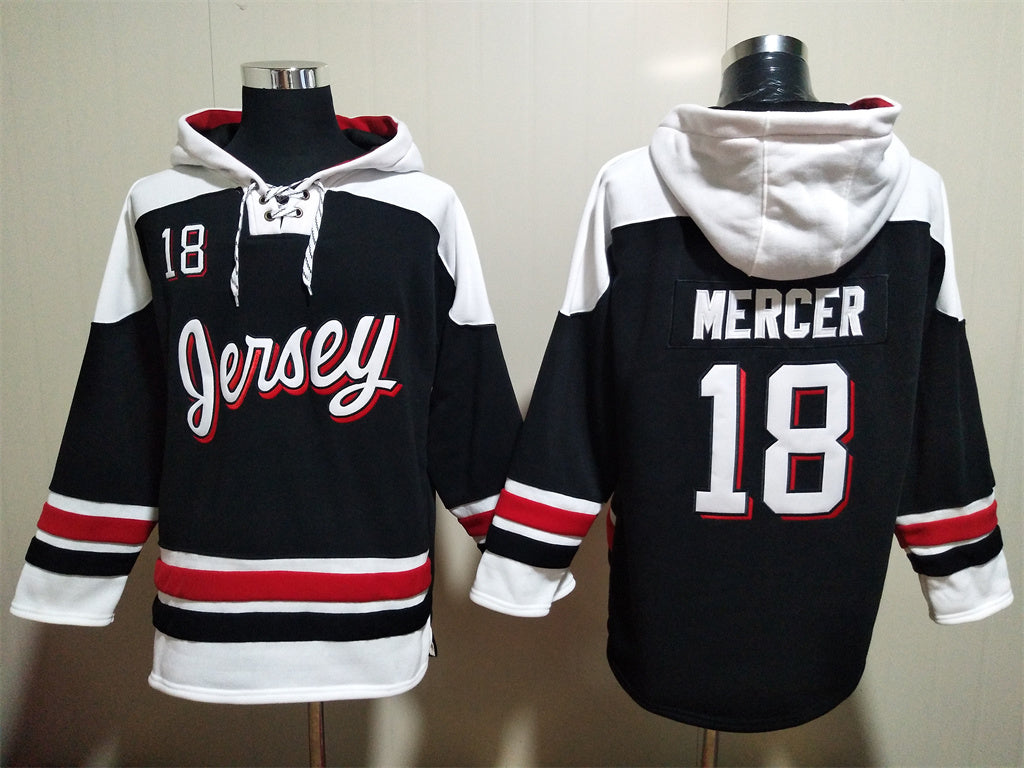 Men's Nico Hischier New Jersey Devils Alternate Black Jersey Ageless Must-Have Lace-Up Pullover Hoodie