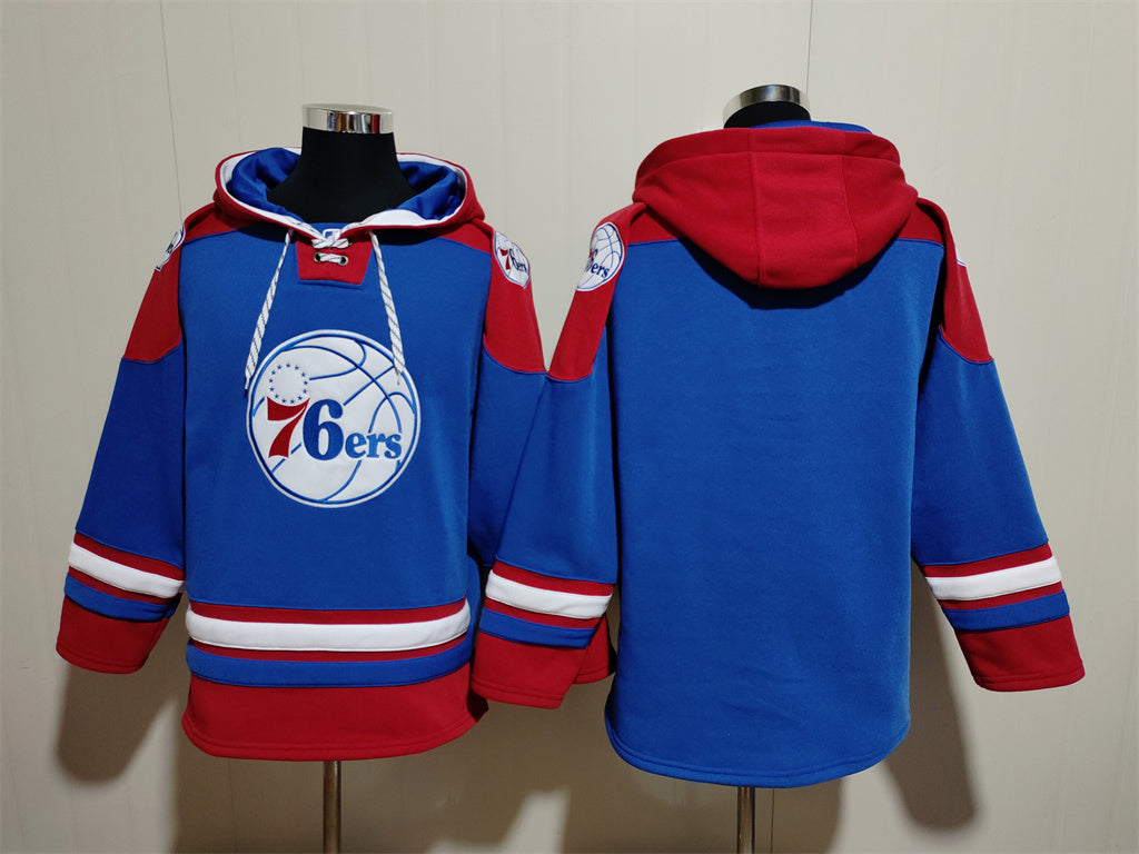 Men's LeBron James Philadelphia 76ers Blank Royal Pullover Hoodie