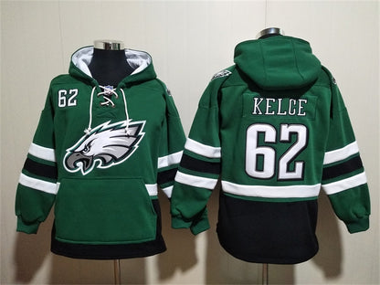 Men's Saquon Barkley Jalen Hurts Philadelphia Eagles Midnight Green Ageless Must-Have Pocket Lace-Up Pullover Hoodie