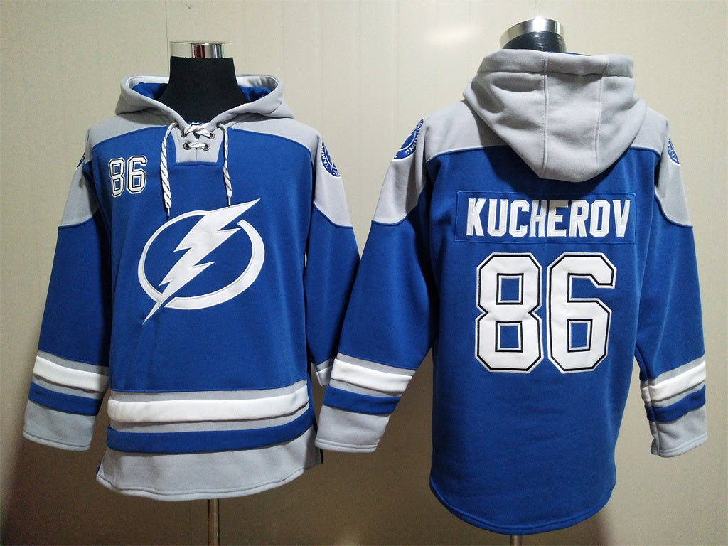 Men's Steven Stamkos Tampa Bay Lightning Blue Jersey Ageless Must-Have Lace-Up Pullover Hoodie
