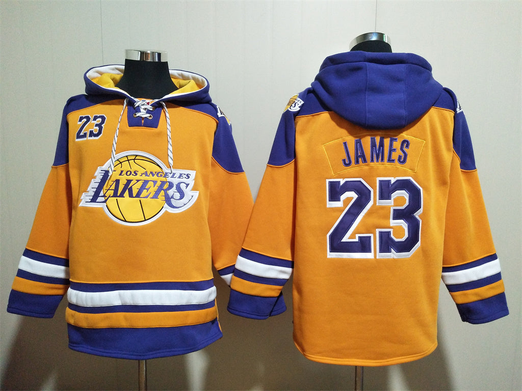 Men's Magic Johnson Los Angeles Lakers Blank Gold Pullover Hoodie