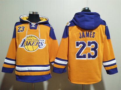 Men's Magic Johnson Los Angeles Lakers Blank Gold Pullover Hoodie