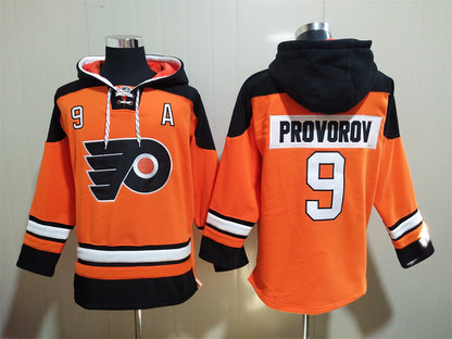Men's Matvei Michkov Philadelphia Flyers Orange Jersey Ageless Must-Have Lace-Up Pullover Hoodie