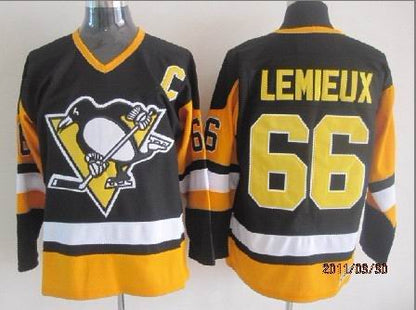 Men's Retro Mario Lemieux #66 Pittsburgh Penguins Black CCM Vintage Stitched Hockey Jersey