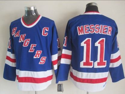 Men's Mark Messier #11 New York Rangers Navy Blue White Vintage Stitched Hockey Jersey