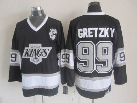Men's Wayne Gretzky #99 Los Angeles Kings Black White Gold Purple Vintage Stitched Hockey Jersey