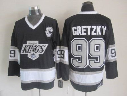 Men's Wayne Gretzky #99 Los Angeles Kings Black White Gold Purple Vintage Stitched Hockey Jersey