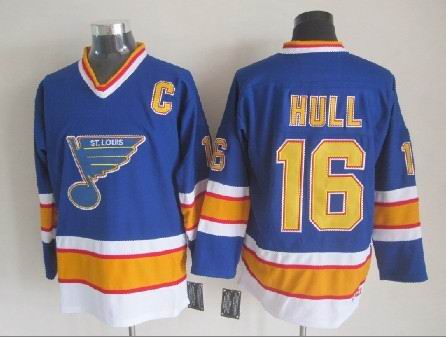Men's Brett Hull Chris Pronger St. Louis Blues Blue Vintage Stitched Hockey Jersey