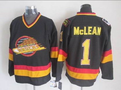 Men's Retro Vancouver Canucks Kirk McLean Black 1994 CCM Vintage Stitched Hockey Jersey
